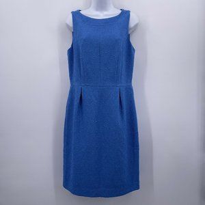 Ann Taylor Sz 10 Light Blue Fitted Textured High Neck Pencil Dress Sleeveless